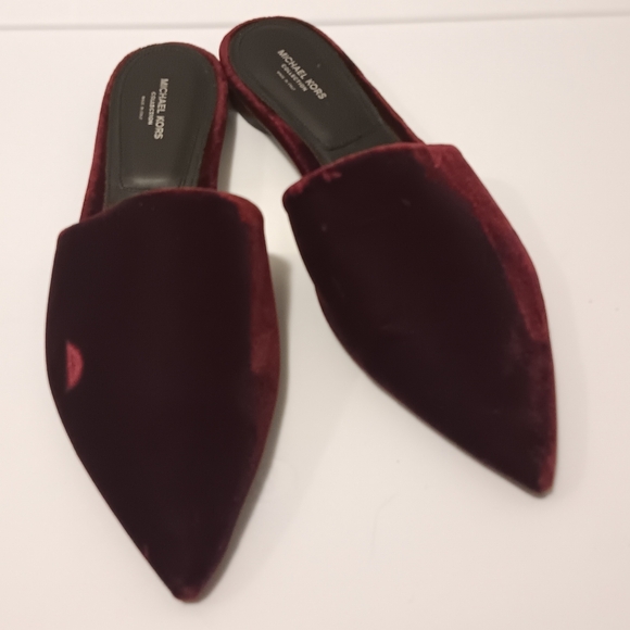 Michael Kors| Velvet Slip On Mule Burgundy Merlot Wine Sz 40/ US 9.5 - Picture 1 of 11